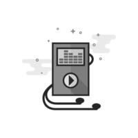 Music player icon in flat outlined grayscale style illustration vector