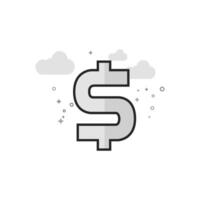 Dollar sign icon in flat outlined grayscale style illustration vector