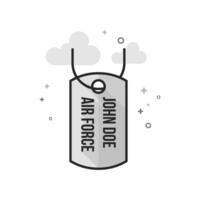 Dog tags icon in flat outlined grayscale style illustration vector