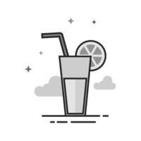 Cocktail drink icon in flat outlined grayscale style illustration vector