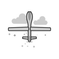Unmanned aerial vehicle icon in flat grayscale style illustration vector