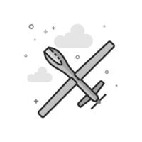 Unmanned aerial vehicle icon in flat outlined grayscale style illustration vector