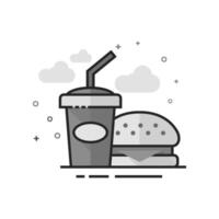 Fast food icon in flat outlined grayscale style illustration vector