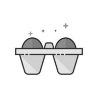 Egg card box icon in flat outlined grayscale style illustration vector