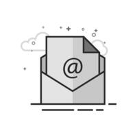 Email icon in flat outlined grayscale style illustration vector
