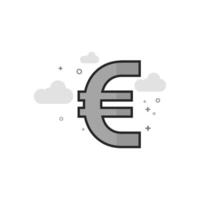 Euro currency symbol icon in flat outlined grayscale style illustration vector