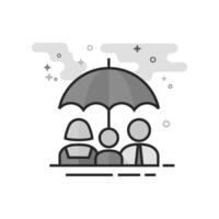Family umbrella icon in flat outlined grayscale style illustration vector