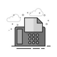 Facsimile icon in flat outlined grayscale style illustration vector