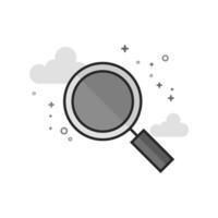 Magnifier icon in flat outlined grayscale style illustration vector