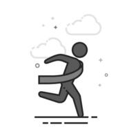Finish line icon in flat outlined grayscale illustration vector