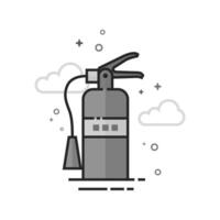 Fire extinguisher icon in flat outlined grayscale style illustration vector