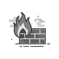 Firewall icon in flat outlined grayscale style illustration vector