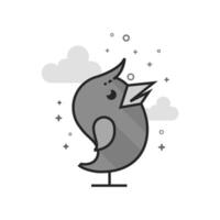 Bird icon in flat outlined grayscale style illustration vector
