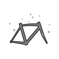 Bicycle frame icon in flat outlined grayscale style illustration vector