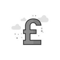 Pound sterling symbol icon in flat outlined grayscale style illustration vector