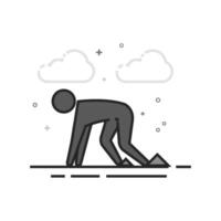 Starting runner icon in flat outlined grayscale style illustration vector