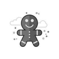 Gingerman icon in flat outlined grayscale style illustration vector