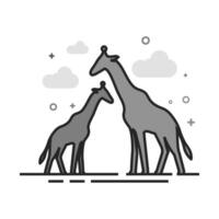 Giraffe icon in flat outlined grayscale style illustration vector