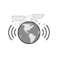 Globe icon in flat outlined grayscale style illustration vector