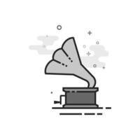 Gramophone icon in flat outlined grayscale style illustration vector