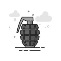 Grenade icon in flat outlined grayscale style illustration vector