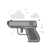 Arm gun icon in flat outlined grayscale style illustration vector