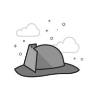 Fireman hat icon in flat outlined grayscale style illustration vector
