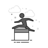 Hurdle run icon in flat outlined grayscale style illustration vector