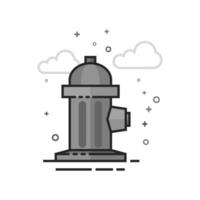 Hydrant icon in flat outlined grayscale style illustration vector