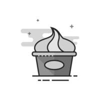 Ice cream icon in flat outlined grayscale style vector