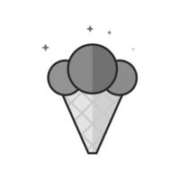 Ice cream icon in flat outlined grayscale style illustration vector