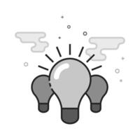 Light bulb icon in flat outlined grayscale style illustration vector