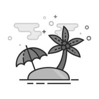 Island icon in flat outlined grayscale style illustration vector