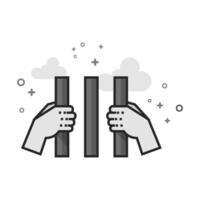 Jail icon in flat outlined grayscale style illustration vector