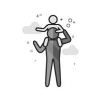 Man holding kid icon in flat outlined grayscale style illustration vector
