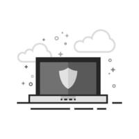 Laptops icon in flat outlined grayscale style vector