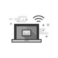 flat outlined grayscale style laptops icon vector