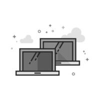 Laptops icon in flat grayscale style illustration vector