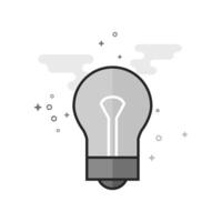 Light bulb icon in flat outlined grayscale style vector