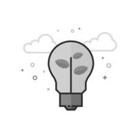 Light bulb icon in flat outlined grayscale vector