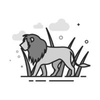 Lion icon in flat outlined grayscale style illustration vector