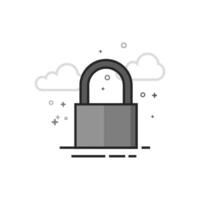 flat outlined grayscale style padlock icon vector