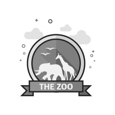 Zoo gate icon in flat outlined grayscale style