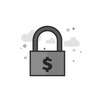 Padlock icon in flat outlined grayscale style illustration vector