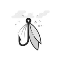 Fishing lure icon in flat outlined grayscale style illustration vector