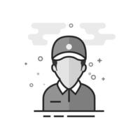 Delivery man icon in flat outlined grayscale style illustration vector
