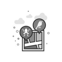 Zoo map icon in flat outlined grayscale style illustration vector
