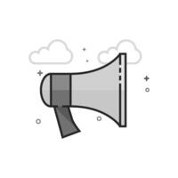 Megaphone icon in flat outlined grayscale style illustration vector