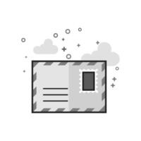 Envelope icon in flat outlined grayscale style vector