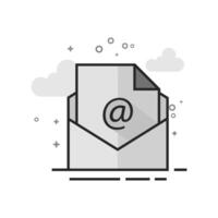 Envelope icon in flat outlined grayscale style illustration vector